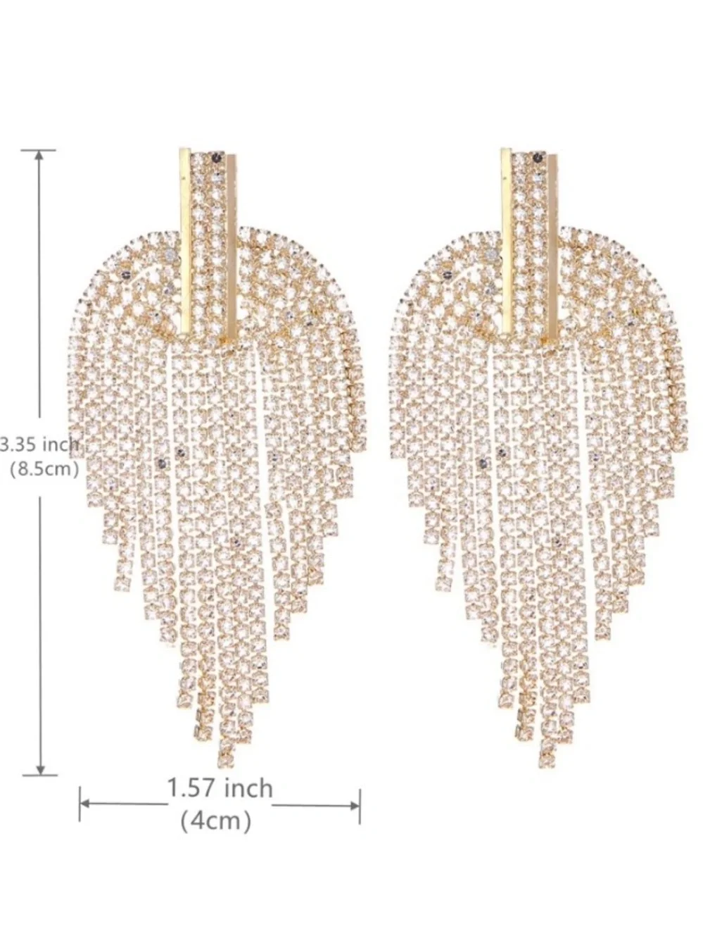 Luxury Gold Crystal Fringe Statement Earrings
